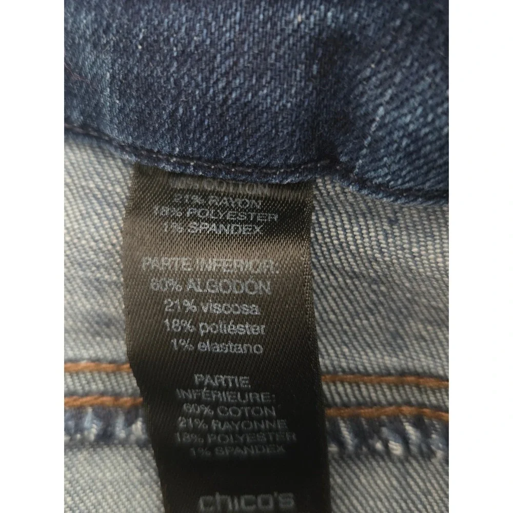 Chicos So Slimming Girlfriend Ankle Jeans Blue Denim Dark Wash Size 3 16 XL